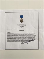 WWII First LT. Vernon J. Baker Signed Medal Of Hon