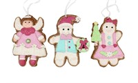 Kurt Adler Pastel Gingerbread Cookie Ornaments 3 A