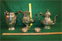 Silver Plated Coffee & Pitcher w/ Creamer & Sugar