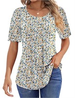 SM47  Fantaslook Short Sleeve Tunic Top, Pleated