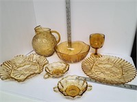 Miscellaneous Lot Of Gold Colored Glassware