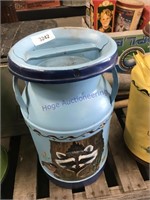 5-gal milk can(lt. blue) w/ painting