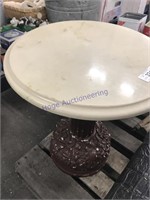 Marble-top round table, 18" across x 21 tall