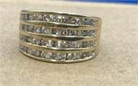 Wide 14K Band Ring Containing a Carat of Diamonds