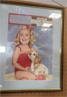 1955 Vintage Calendar Girl w/puppy, Framed