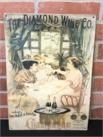 Vintage The Diamon Wine Co. Metal Sign