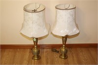 PAIR OF ORNATE BRASS LAMPS