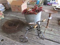 GALV. BUCKET, CANDLE STAND,TRIKE,FISH BASKET