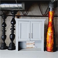 Wall Cabinet, Candle Holders, Vases