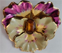 Coro Enameled Sterling Pansy Brooch