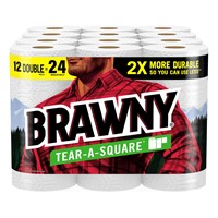 Brawny Tear-A-Square Paper Towels, 12 Double Rolls