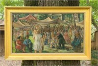 Mid-Century Oil on Canvas Original "County Fair"