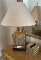 2 pcs Brass Basketweave Lamp 28" Tall