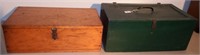 (2) Wooden Tackle Boxes - One Loaded with Lures