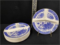 (6) Vintage Blue & White Dinner Plates