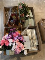 4 boxes , artificial flowers, appears to be