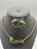 14K GF Vintage Deco Style Acrylic Pearl Set