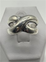 Sterling Silver Crossover Style Thick Ring