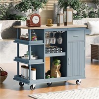 Amposei Mobile Kitchen Island Cart Blue