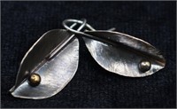 Sterling Silver Leaf & Ball Earrings