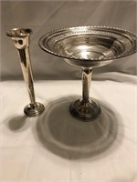 Weighted Sterling Compote and Bud Vase