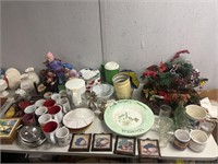 Table Top Lot FULL of Decor, Glass, Figures, &