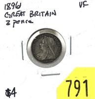 1896 British 3 pence