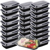 25 Pack 28 oz Plastic Meal Prep Containers with Li