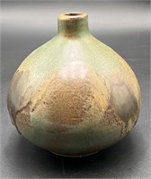 Vintage Ceramic Green/Brown Glazed Vase