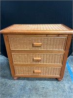 WICKER DRESSER W/ CONTENTS W/ CDS & BOOKS