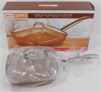 * NIB 9 1/2" Copper Square Pan with Lid: For Oven