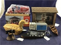 1919 Texaco Model Truck, Signed Carved Wood Duck