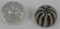 (2) art glass paperweights