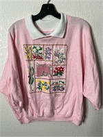 Vintage Floral Crewneck Sweatshirt Pink