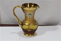 A Gold Guilted Bohemian Small Glass Pitcher