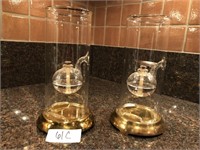 Pair of 9" glass Wolfard Oil Lamps