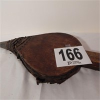 OLD WOOD AND LEATHER BELLOWS SIGNS OF AGE