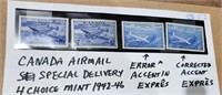 Canada Airmail 4 choice mint 1942-46
