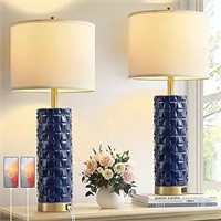 NDZMN Modern Blue Table Lamps for Bedroom Set of 2