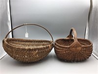 Lot of 2 early splint oak baskets;