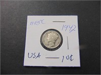 1942 US Mercury 10 cent Coin