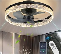 Crystal Ceiling Fans with Lights,19.7" Flush