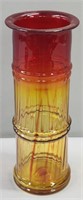 Blenko Tangerine Art Glass Bamboo Form Vase MCM