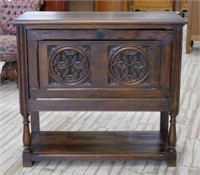 Gothic Revival Tracery Carved Fall Front Cabinet.
