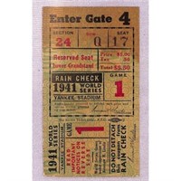 1941 World Series Baseball Ticket Stub