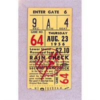 08/23/1956 Ny Yankees Vs. Chicago Ticket