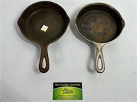 2 Wagner No. 3 Cast Iron Skillets