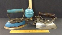 (2) VINTAGE CLOTHES IRONS; COLEMAN & HOTPOINT