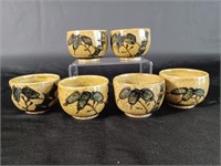 6 glazed ceramic 3 inch round cups