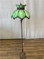 Leaded Green Art Glass Floor Lamp